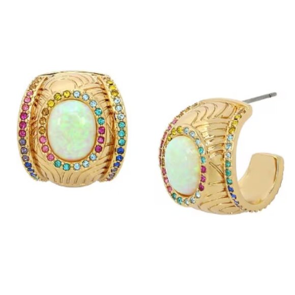 KURT GEIGER LONDON Signature Southbank Rhinestone and Opal Hoop Earrings - Picture 5 of 5